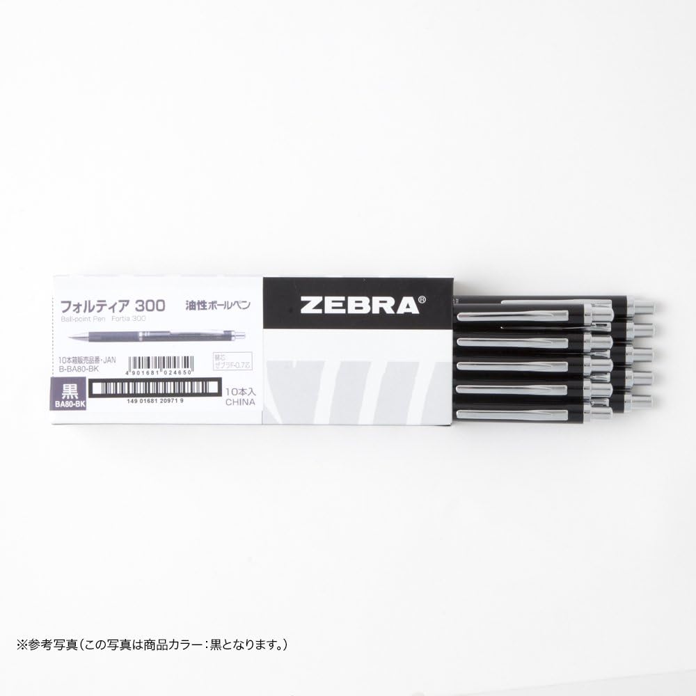 ZEBRA B-BA80-BL Fortia 300 Permanent Ballpoint Pen, Blue, 10 Pens
