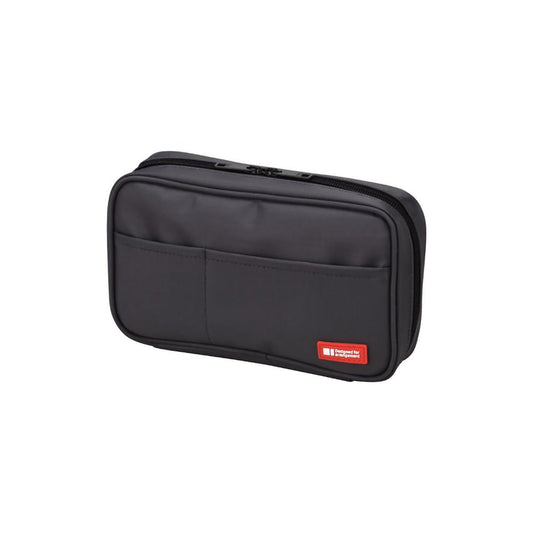 LIHITLAB Zipper Pen Case, 7.9 ÌĉÛÓ 2 ÌĉÛÓ 4.7 Inches, Black (A7551-24)