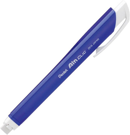 Pentel XZE15-MC Ain Click Holder Eraser, Set of 5, Metal Blue Shaft