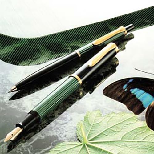 Pelican M800 EF Fountain Pen, Extra Fine Point, Green Stripe, Souverane
