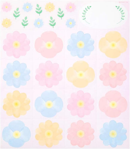 Midori 33244006 Colored Paper with Stickers, Floral Pattern