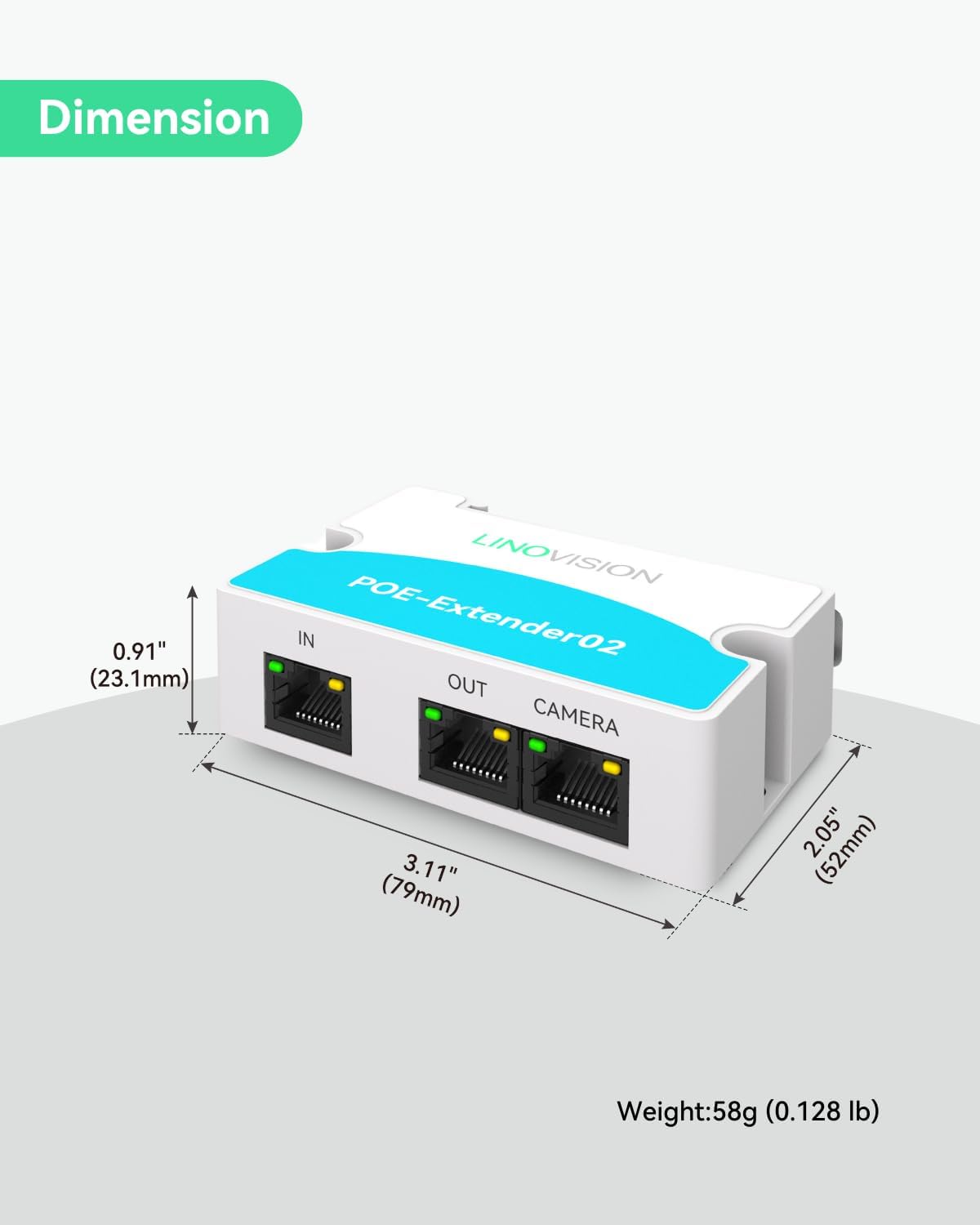 LINOVISION Mini 2 Port POE Extender IEEE 802.3af/at POE Repeater Up to 1000ft Power Over Ethernet Over Cat5/6 Cable, POE Splitter to 2 POE Devices Like IP Cameras, IP Phone
