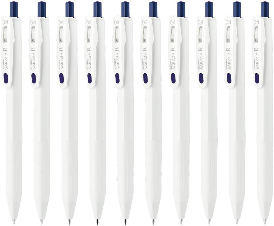 ZEBRA Sarasa R B-JJS29-R1-FB Gel Ballpoint Pen, 0.02 inches (0.4 mm), Blue Black, 10 Pieces