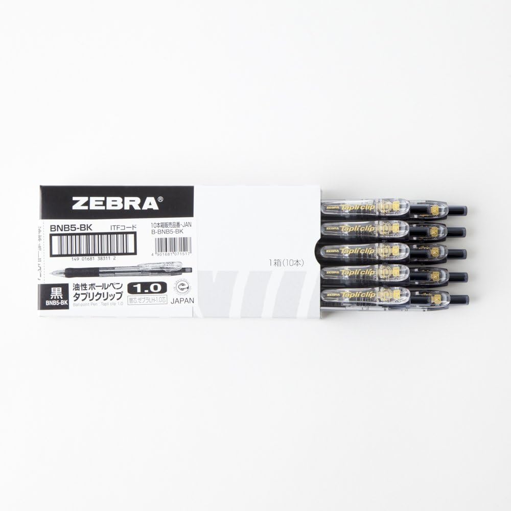 ZEBRA Permanent Ball Point Pen Tapri Clip 1.0 Black 10 pcs B-BNB5-BK