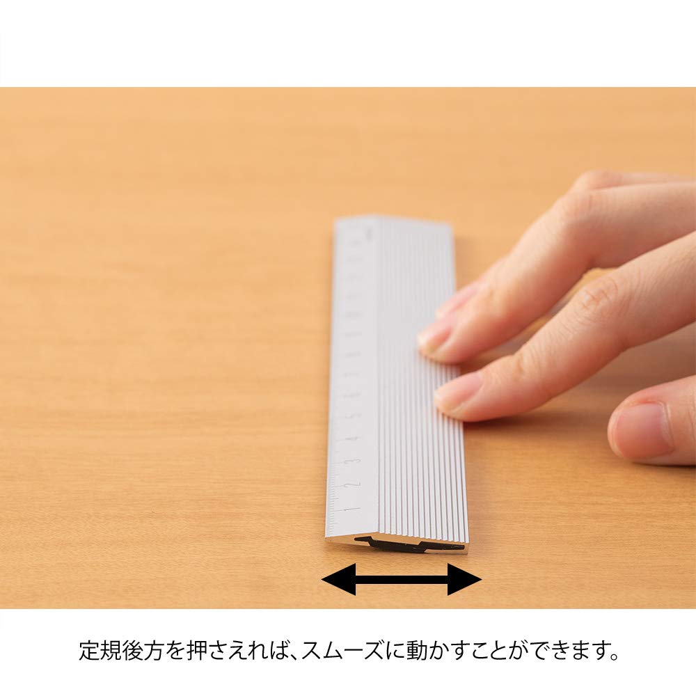 Midori 42276006 Aluminum Ruler, 5.9 inches (15 cm), Non-Slip Silver