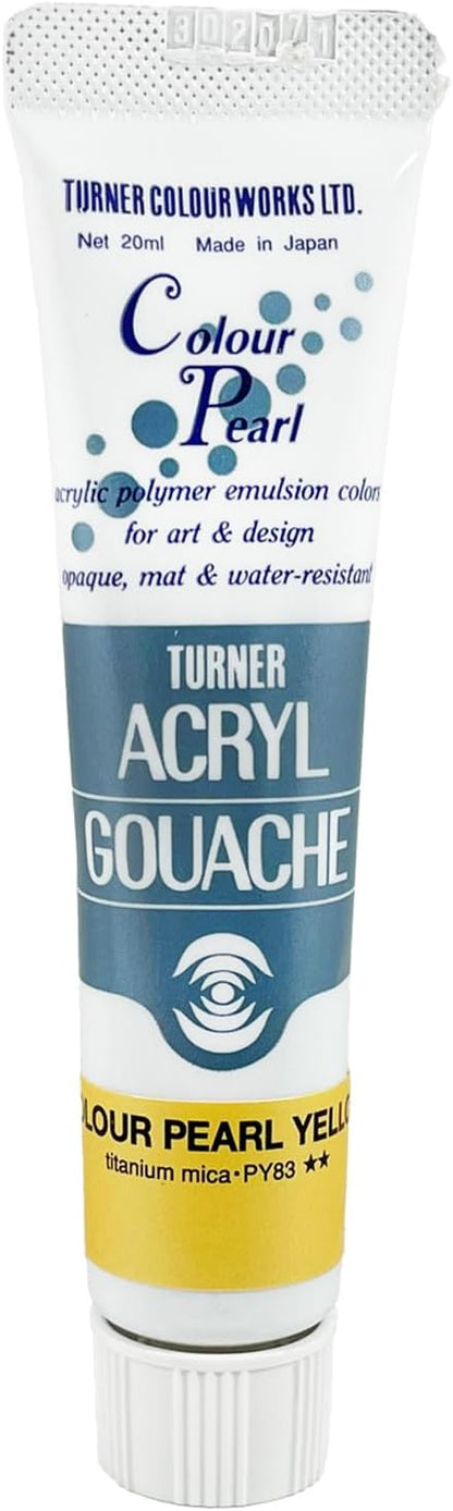 Turner Colour Works Acryl Gouache Artist Acrylic Paint - Single 20 ml Tube - Pearlescent Yellow