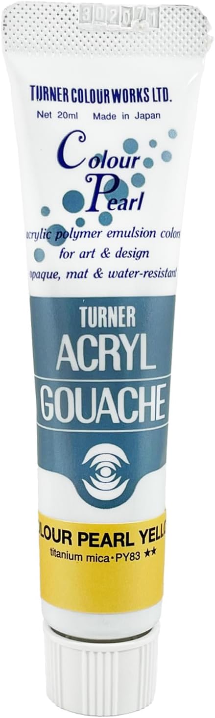 Turner Colour Works Acryl Gouache Artist Acrylic Paint - Single 20 ml Tube - Pearlescent Yellow