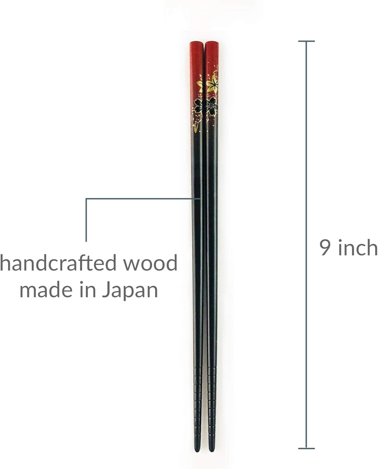 JapanBargain 3687, Travel Chopsticks with Case Reusable Chinese Korean Japanese Bamboo Portable Chop Sticks Utensil Dishwasher Safe Made in Japan, Yuzen Red