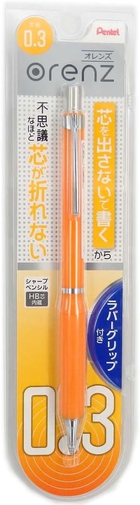 Pentel Mechanical Pencil Orenz with Rubber Grip 0.3mm, Orange Body (XPP603G-F)