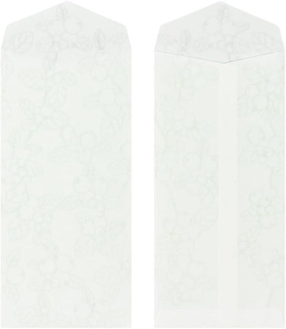 Midori 20486006 Vertical Openwork Washi Envelope Green Leaf Pattern