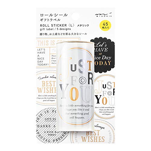 Midori 82472006 Roll Stickers, Large, Metallic, Gift Label Pattern