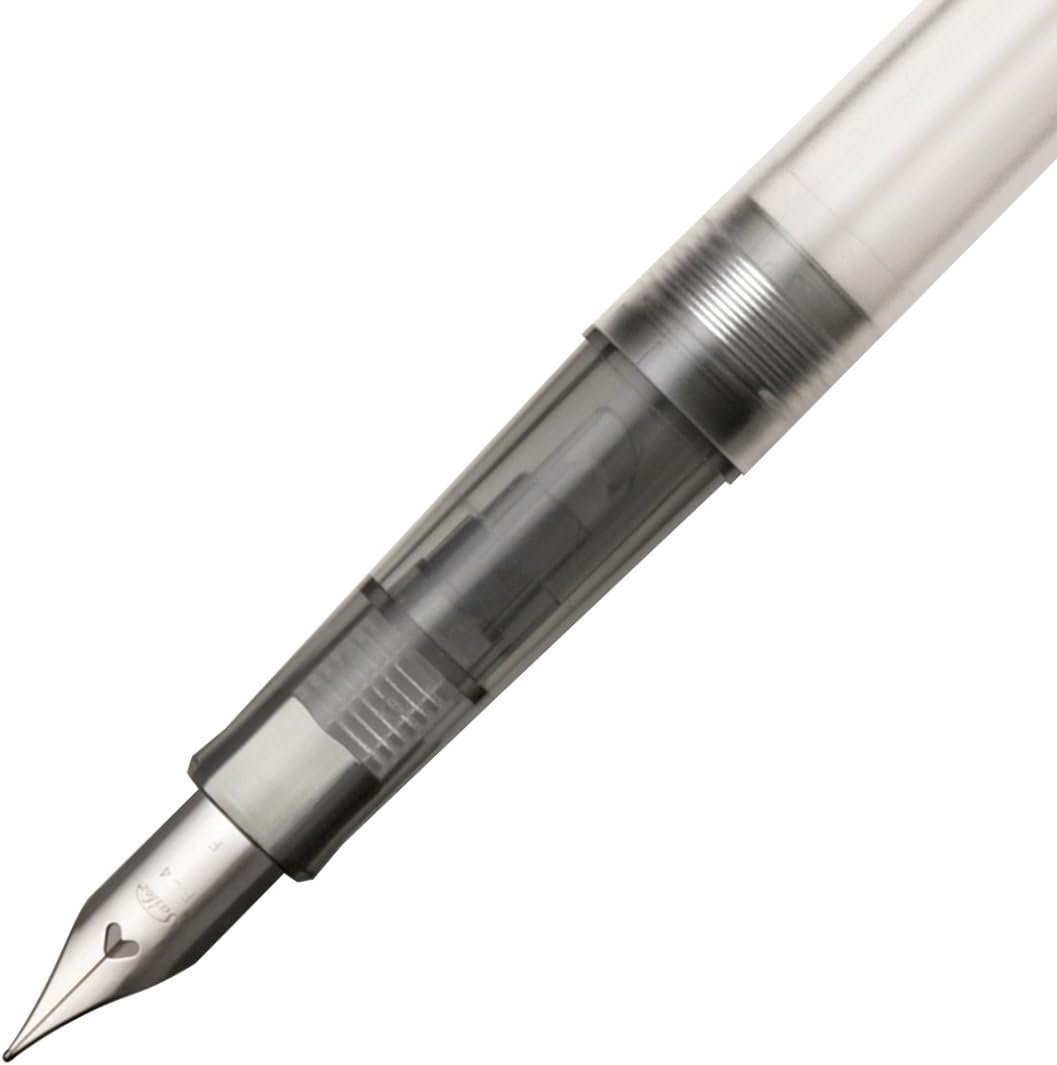 Sailor HighAce Neo Clear Beginners Fountain Pen, Steel Nib, Fine, Black Body (11-0119-220) close up nib