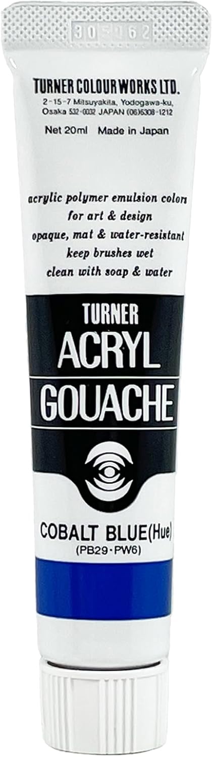 Turner Colour Works Acryl Gouache Artist Acrylic Paint - Single 20 ml Tube - Cobalt Blue(Hue)