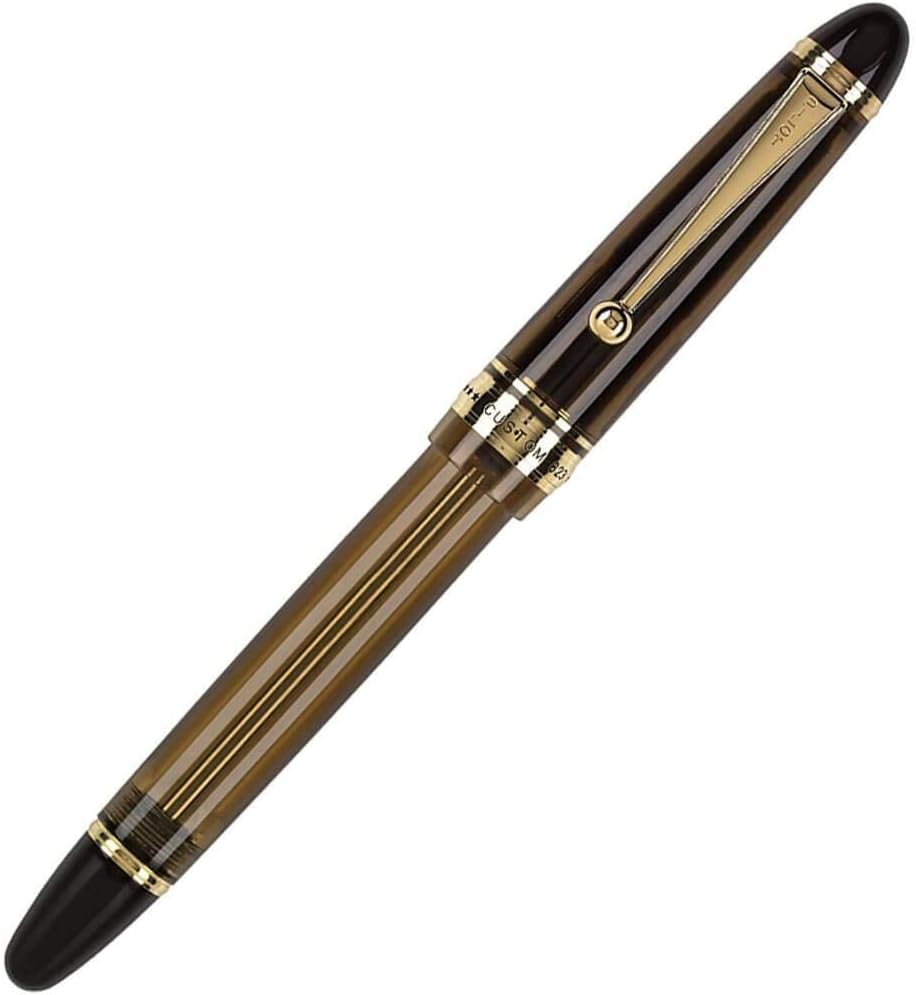 PILOT Custom 823 Fountain Pen, Amber Barrel, Medium Nib, Blue Ink (60556)