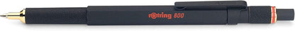 rOtring 800 Retractable Metal Ballpoint Pen, Medium Point, Black Ink, Black Barrel, Refillable, Great Gift for Coworker