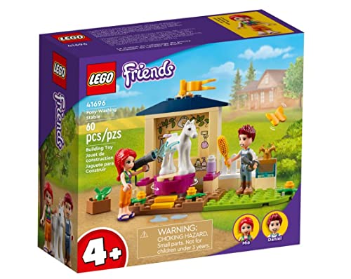 LEGOå¨ Friends Pony-Washing Stable 41696 Building Kit; Comes with a Pony Toy and Mia and Daniel Mini-Dolls; for Ages 4+