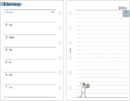 Midori 27089006 2024 B7 Weekly Diary Refill, Uncle Pattern (Begins January 2024)