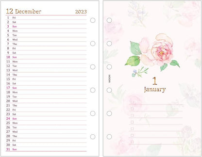 Midori 27091006 2024 B7 Weekly Country Time Floral Notebook, Refill, 27091006 (Begins January 2024)