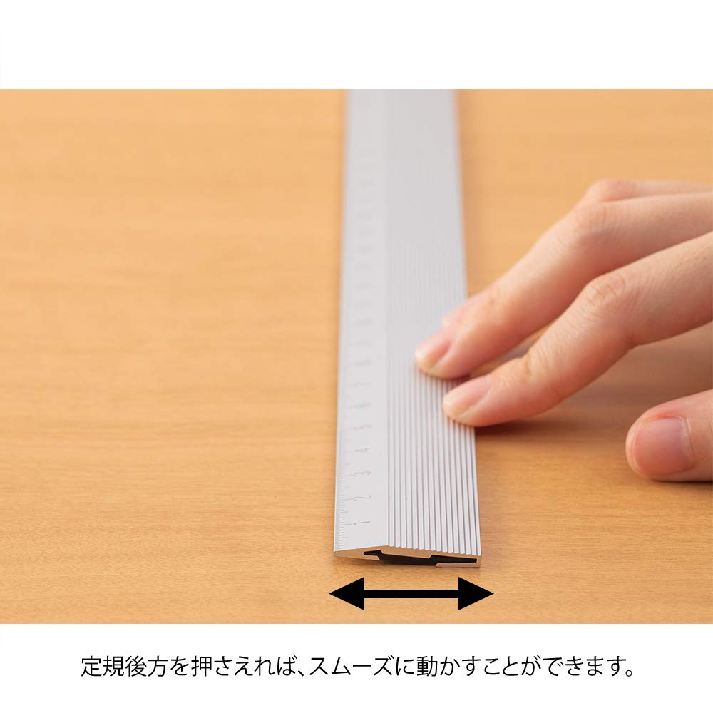 DESIGNPHIL 42278006 Aluminum Ruler, 11.8 inches (30 cm), Non-Slip, Silver