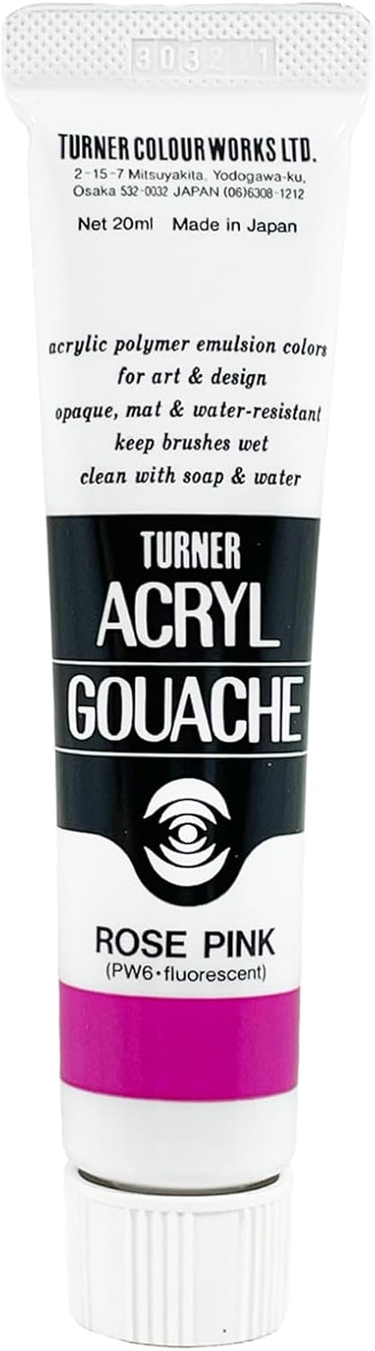 Turner Colour Works Acryl Gouache Artist Acrylic Paint - Single 20 ml Tube - Rose Pink