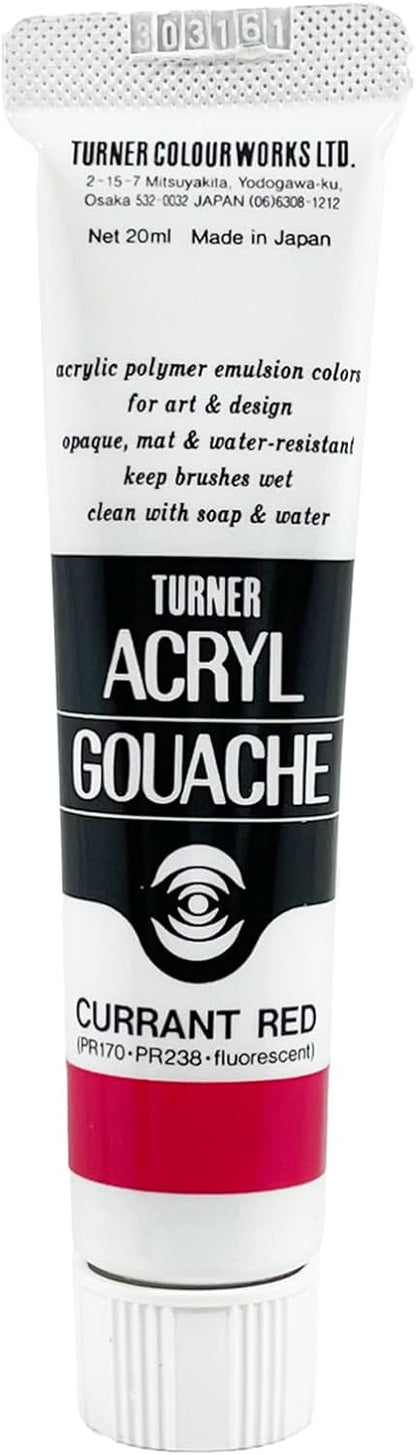 Turner Colour Works Acryl Gouache Artist Acrylic Paint - Single 20 ml Tube - Currant Red
