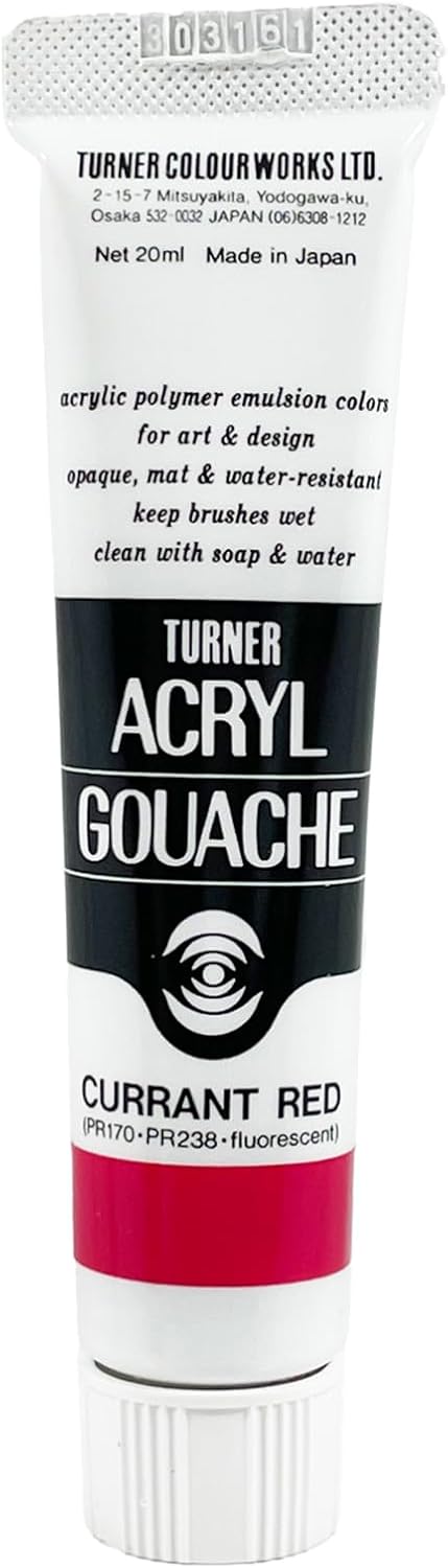 Turner Colour Works Acryl Gouache Artist Acrylic Paint - Single 20 ml Tube - Currant Red