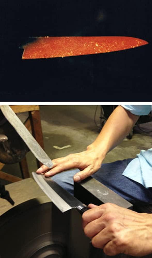 Yasuda Hamono YG300 Kotetsu Seki Gold No. 10 Tsubatsuki Santoku Knife 7.1 inches (180 mm)