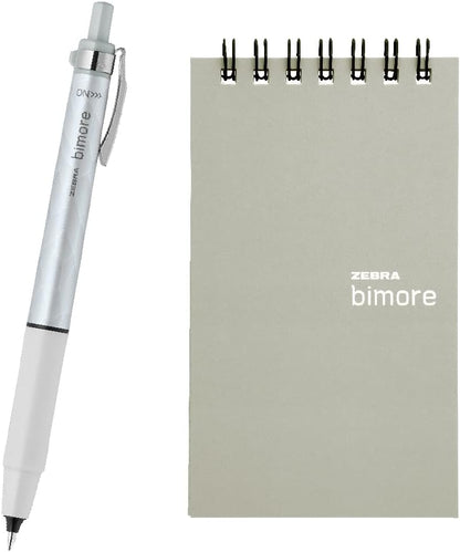 ZEBRA SE-JJ114-S Gel Ballpoint Pen, Bimoor Notepad Set, Beautiful Letters, Black Ink, Silver Axis