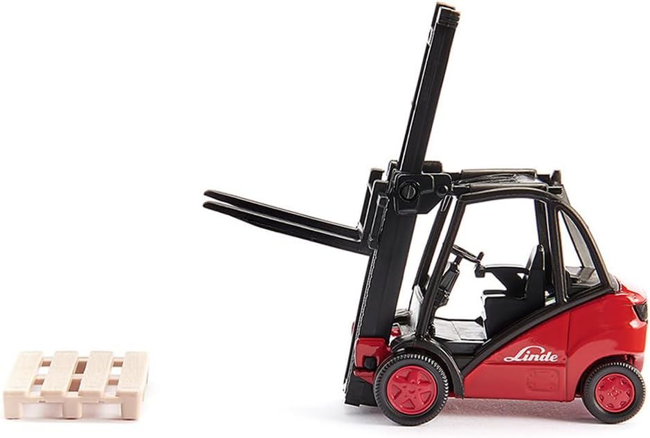Siku 1722, Linde Forklift, 1:50, Metal/Plastic, Red, Movable Fork, Incl. 2 pallets
