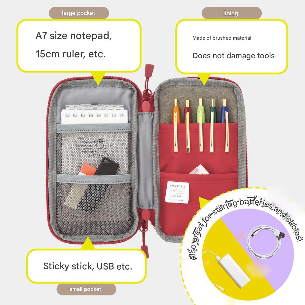 Multifunctional travel organizer with various compartments and items inside on a white background.