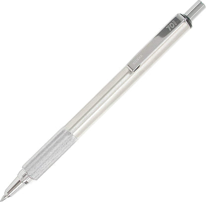 ZEBRA F-701 Metal Pen - Ballpoint Fine Point Stainless Steel - 0.8mm - Black Ink - Retractable ZEBRAs with 2 Black Ink Refills