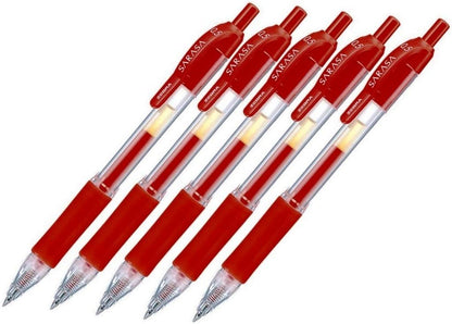 ZEBRA Sarasa P-JJ3-R5 Gel Ballpoint Pen, 0.5, Red, 5 Pieces
