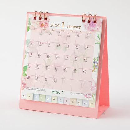 Midori 31269006 2024 Calendar, Tabletop, S, Country Time Floral Pattern (country time floral pattern)