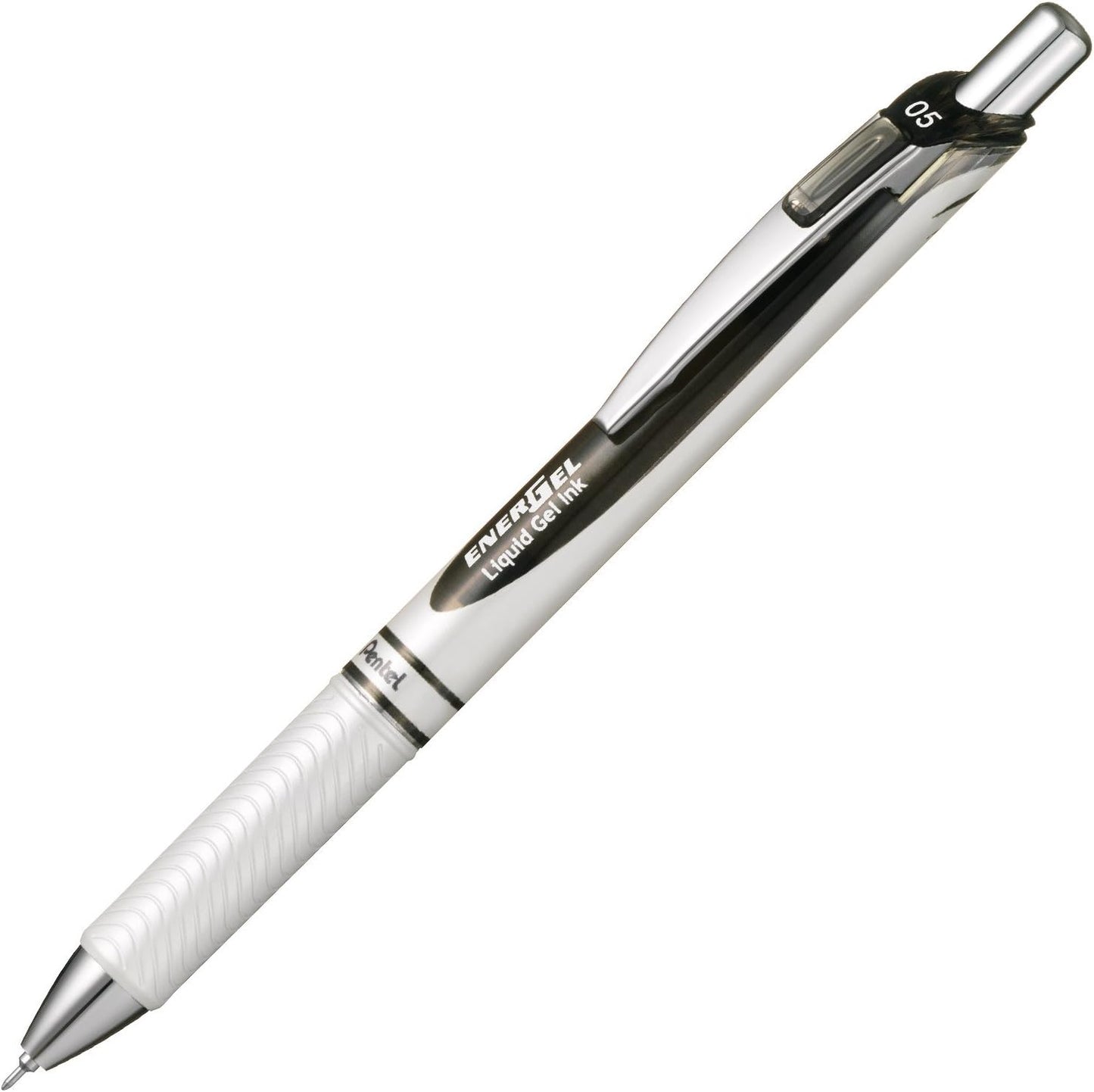 Pentel BLN75AW EnerGel Ink Ballpoint Pen, 0.5 Pearl Black Base, 10 Pieces