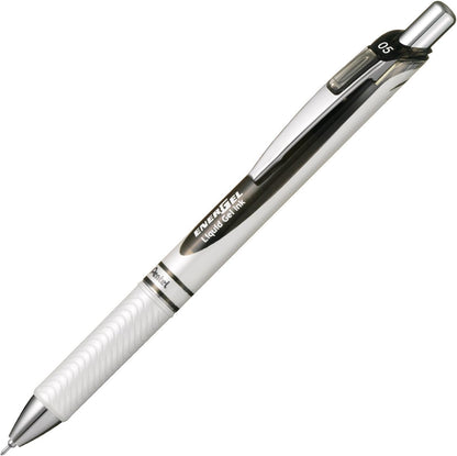 Pentel BLN75AW EnerGel Ink Ballpoint Pen, 0.5 Pearl Black Base, 10 Pieces