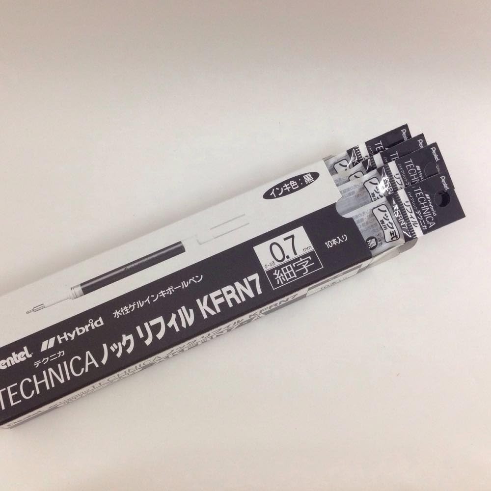 Pentel XKFRN7-A Hybrid Ballpoint Pen Refill, 0.7 Black, Set of 10