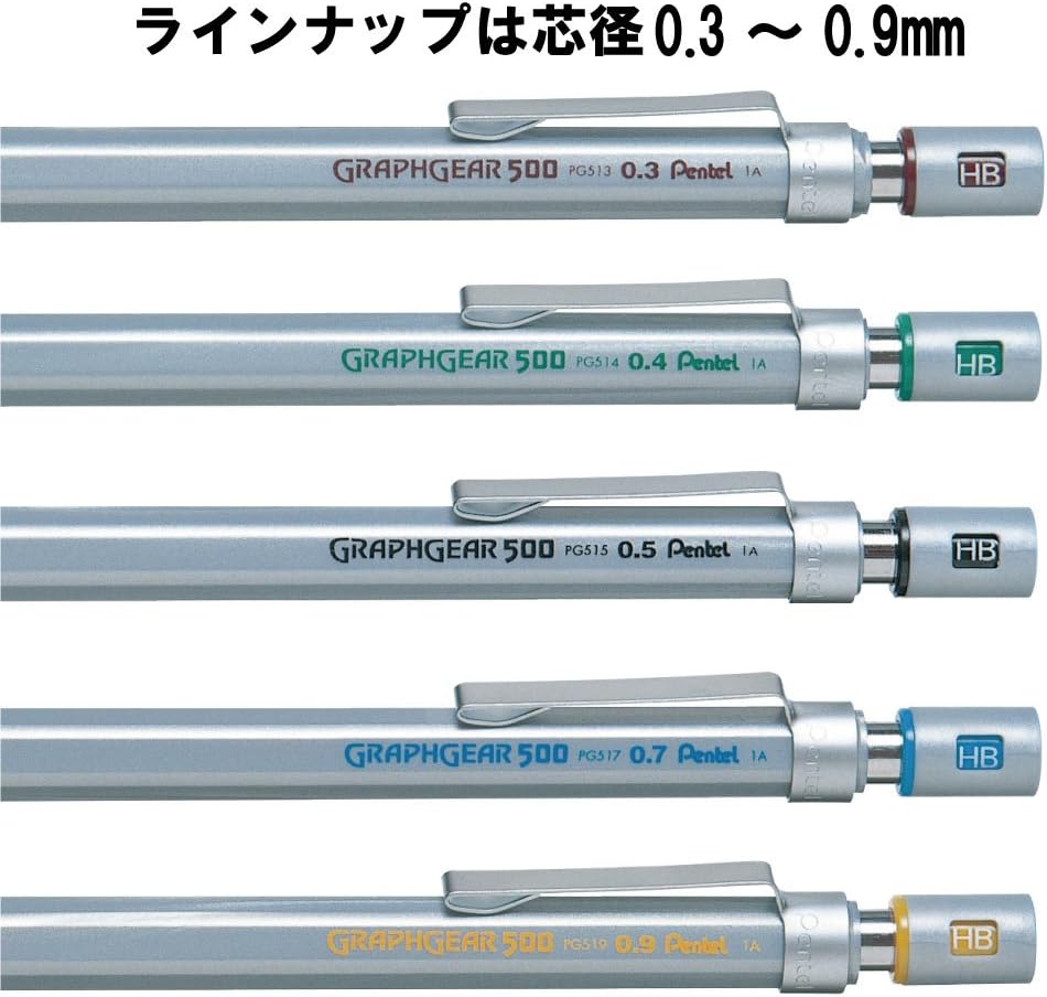 Pentel Packaged Graph Gear 500 Automatic Drafting Pencil, 0.9mm, Yellow Accents (XPG519)