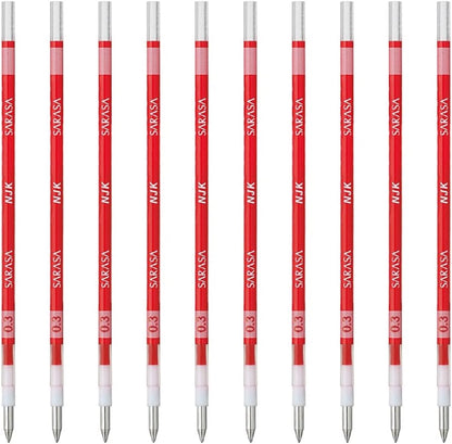 ZEBRA Ballpoint Pen Refill, Sarasa, NJK-0.3 Lead, Red, 10 Pens BRNJK3R