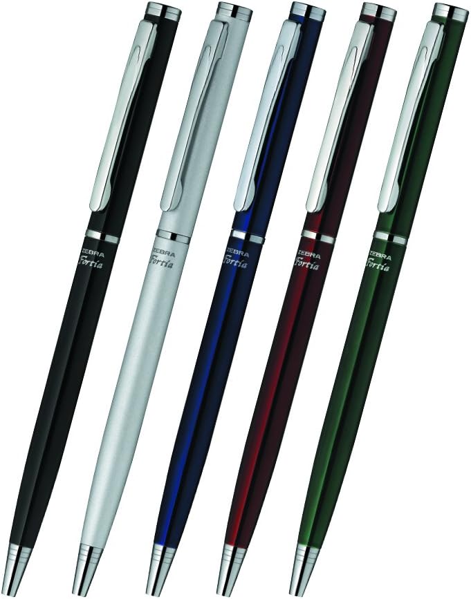 ZEBRA Fortia 500 Twist Ballpoint Pen - 0.7 mm - Silver Body - Black Ink (BA81-S)