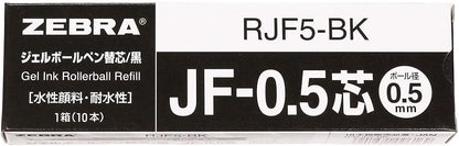 ZEBRA Refill for Gel Ballpoint Pen/Black 0.5mm [RJF5-BK] Set of 10 pieces (Japan Import)
