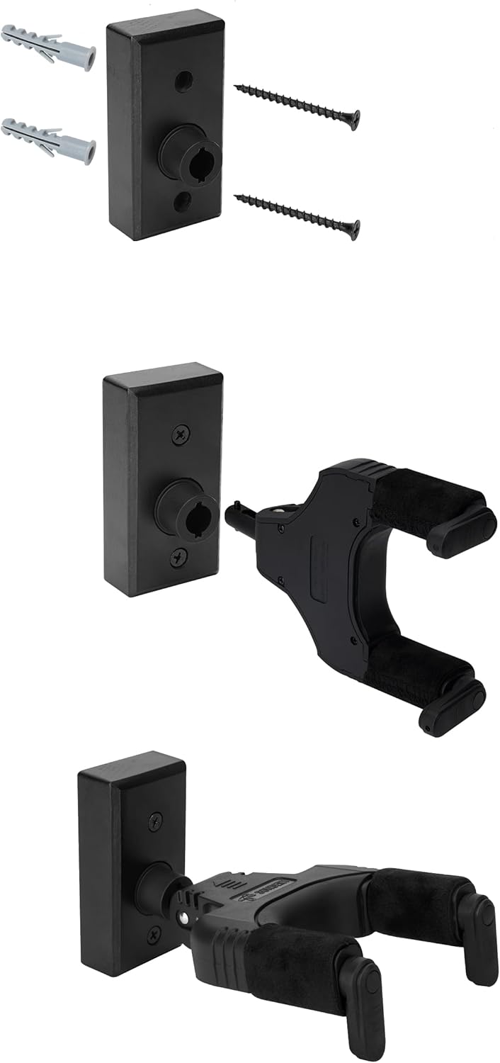 Sondery Guitar Wall Mount Hanger, Auto Lock and Adjustable Hook Holder for Acoustic and Electric Guitar, Ukulele, Bass, Banjo and Mandolin