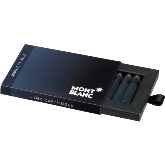 Montblanc Ink Cartridges Midnight Blue 105195 ‰ÛÒ Short International Standard Fountain Pen Refills in Blue-Black ‰ÛÒ 8 Pen Cartridges