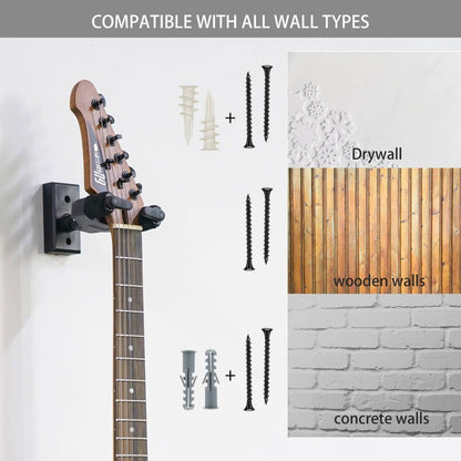 Sondery Guitar Wall Mount Hanger, Auto Lock and Adjustable Hook Holder for Acoustic and Electric Guitar, Ukulele, Bass, Banjo and Mandolin