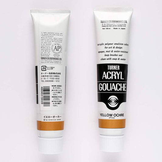Turner Colour Works Acryl Gouache Artist Acrylic Paint - Single 100 ml Tube - Yellow Ochre