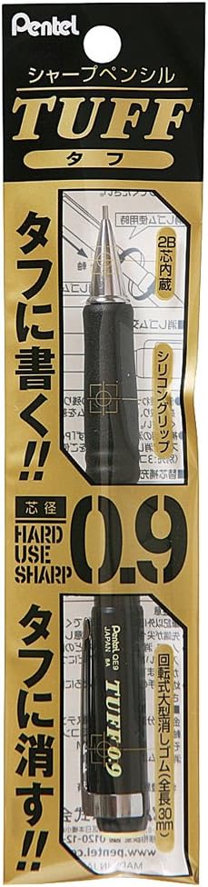 Pentel Tough XQE9-A Mechanical Pencils, Black Shaft, 0.9, 5 Pieces