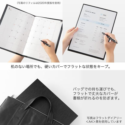 Midori 22280006 Flat Diary Notebook, 2024, A5, Monthly, White, Starts October 2023 (A4)