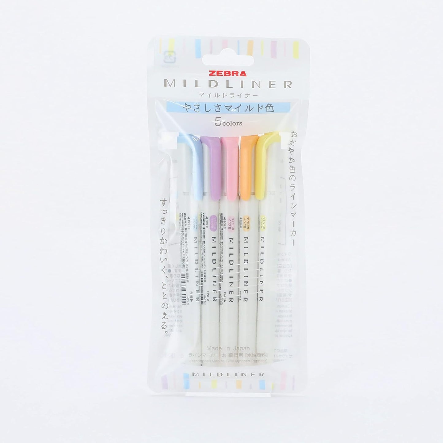 ZEBRA WKT7-5C-YC Highlighter, Mild Liner, Gentle Mild 5 Color Set