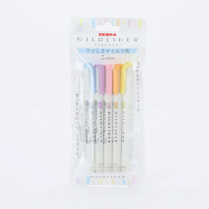 ZEBRA WKT7-5C-YC Highlighter, Mild Liner, Gentle Mild 5 Color Set