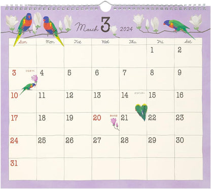 Midori 31287006 2024 Wall Calendar, Large, Country Time Floral Pattern (Tri-print)