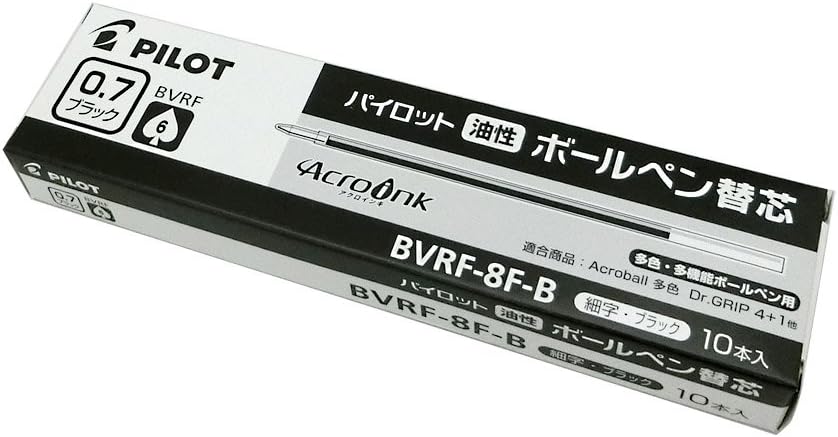 PILOT Ballpoint Ink Pen Refill Bvrf ??? 8 ??F ??? B 0.7 mm Pack of 10 Black